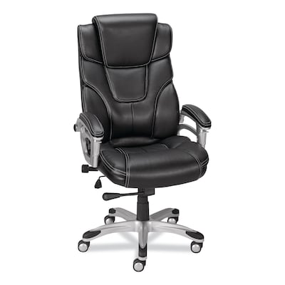 Alera® Maurits Series Fixed Arm Leather Swivel Computer and Desk Chair, Black (ALEMR41B19)