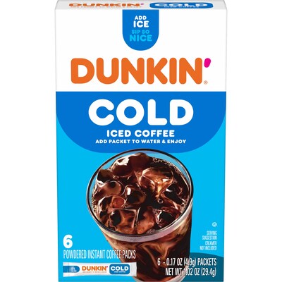 Dunkin Cold Powdered Instant Coffee Packets, 0.17 oz., 6/Box (8133401632)