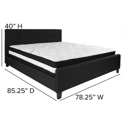 Flash Furniture Tribeca Tufted Upholstered Platform Bed in Black Fabric with Pocket Spring Mattress, King (HGBM24)