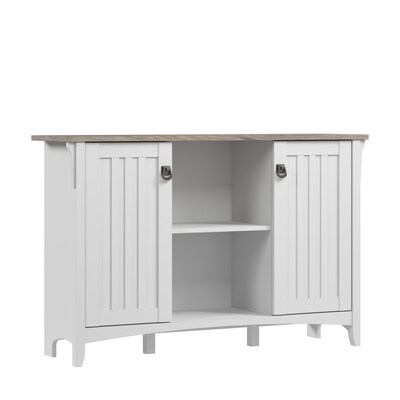 Bush Furniture Salinas 30 Accent Storage Cabinet with 3 Shelves, Shiplap Gray/Pure White (SAS147G2W-03)