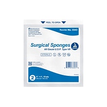 Dynarex 2 Sterile 12-Ply Sponge, 25/Pack, 24 Packs/Carton (3343)