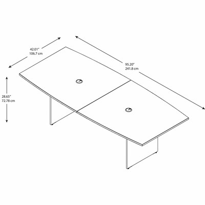 Bush Business Furniture 96W x 42D Boat Shaped Conference Table with Wood Base, Mocha Cherry (99TB9642MRK)