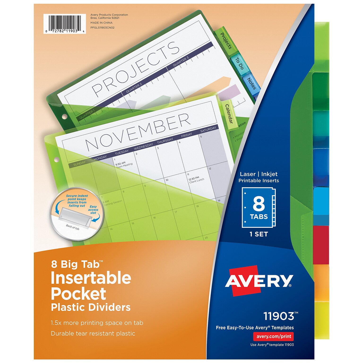 Avery Big Tab Insertable Plastic Divider, 8 Tabs, Multicolored (11903)