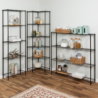 Honey-Can-Do 4-Tier Slim Profile Wide Shelving Unit, Black (SHF-10003)