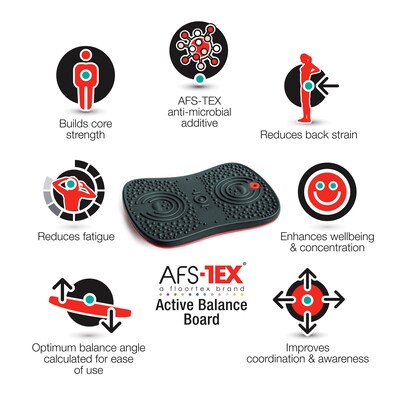 Floortex AFS-TEX Anti-Fatigue Balance Board, Midnight Black, 300 lbs. Capacity (FCWB1420ABK)