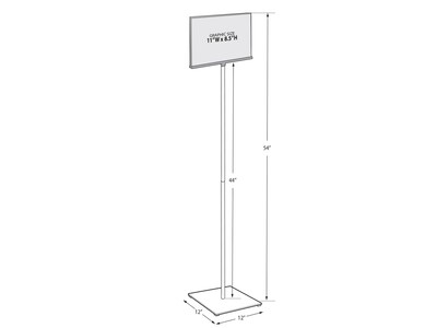 Azar Sign Holder, 11" x "8.5", Horizontal, Freestanding, Clear/Silver Acrylic (300864)