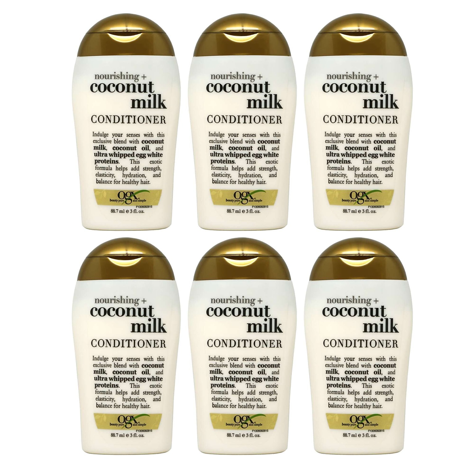 OGX Nourishing Coconut Milk Conditioner, 3 oz Bottle, 6 Bottles/Bag, 20 Bags/Carton