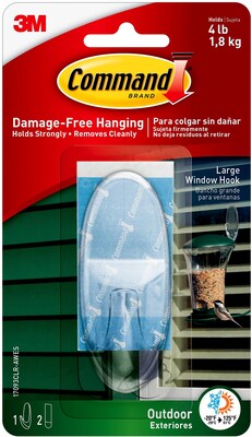 Command  Large Window Hook, 4 lb., Clear (17093CLR-AWES)