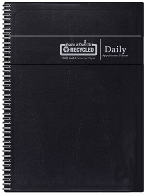 2027 House of Doolittle 5" x 8" Daily Standard Appointment Book, Faux Leather Cover, Black (28802-27)