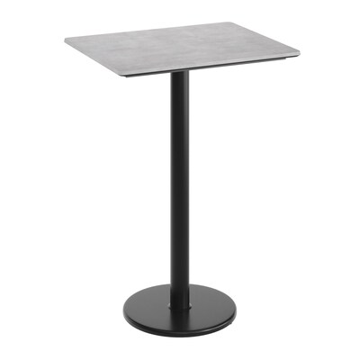 Flash Furniture Acadia Wooden Dining Table with Round Base, 23.75D x 29.75W, Gray Faux Concrete/Black Base (ST2430CGTR18B)