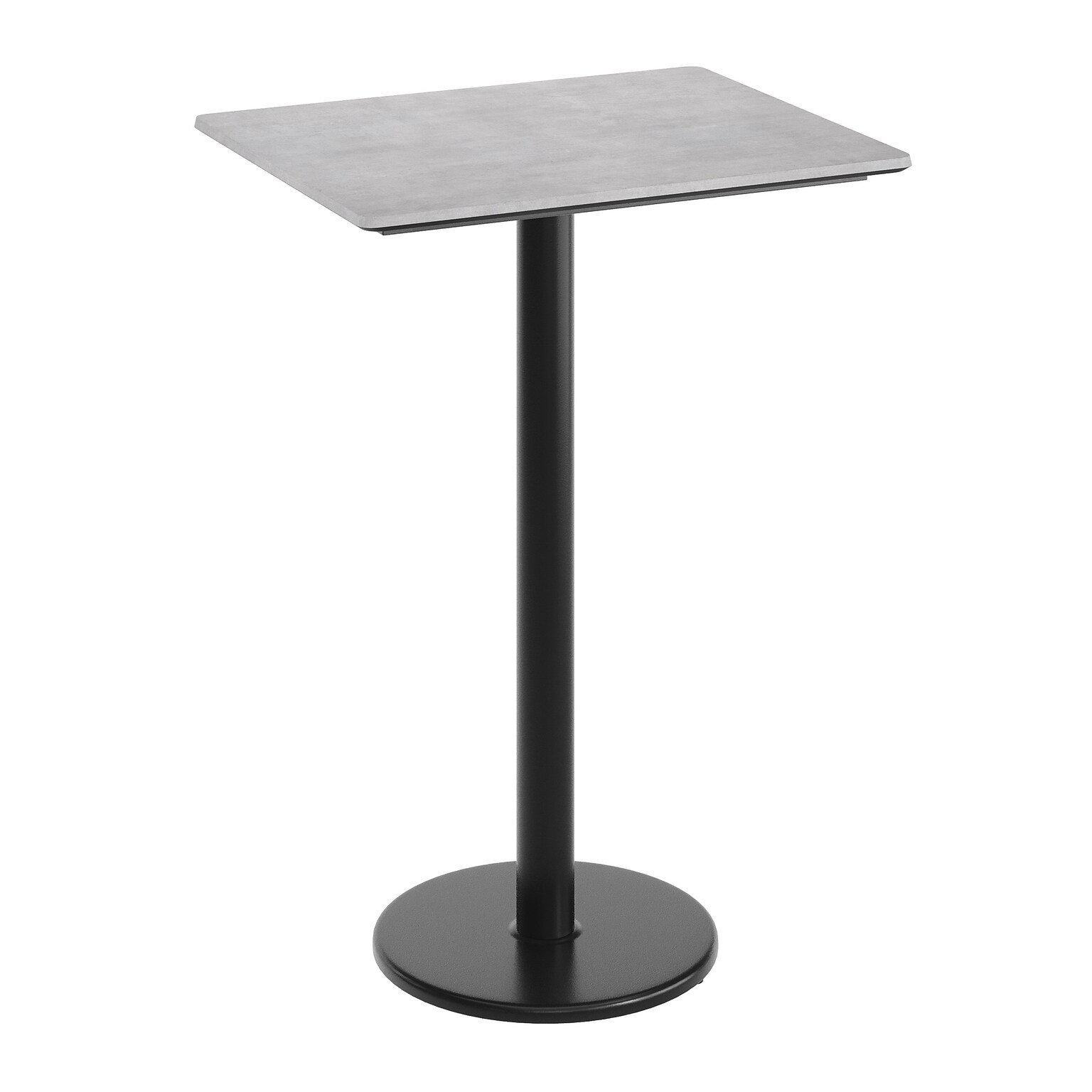 Flash Furniture Acadia Wooden Dining Table with Round Base, 23.75D x 29.75W, Gray Faux Concrete/Black Base (ST2430CGTR18B)