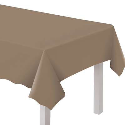 Party City Solid Color 108 x 54 Plastic Table Cover, Taupe (AM77015-162-ST)