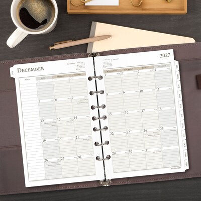 2027 AT-A-GLANCE 5.5" x 8.5" Daily & Monthly Planner Refill Pages, White/Brown (481-225-27)
