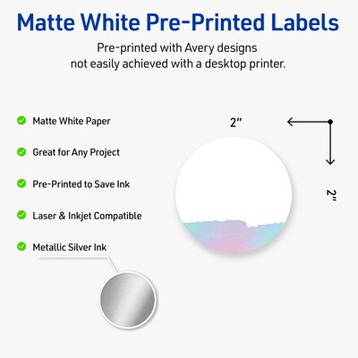 Avery Laser/Inkjet Circle Multipurpose Labels, 2 Dia., White, 120/Pack (S00-F3S)