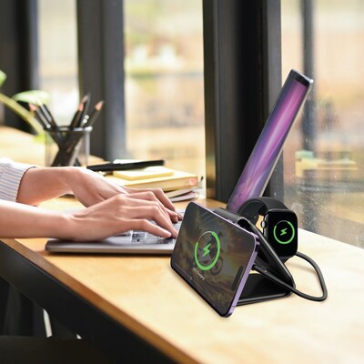 Fisher Tech Essentials Magnetic 3-in-1 Foldable Wireless Charging Pad, 15W, 4-ft., Black (FWIC285K)