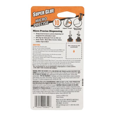 Gorilla Micro Precise Super Glue, 0.19 oz. (102812)