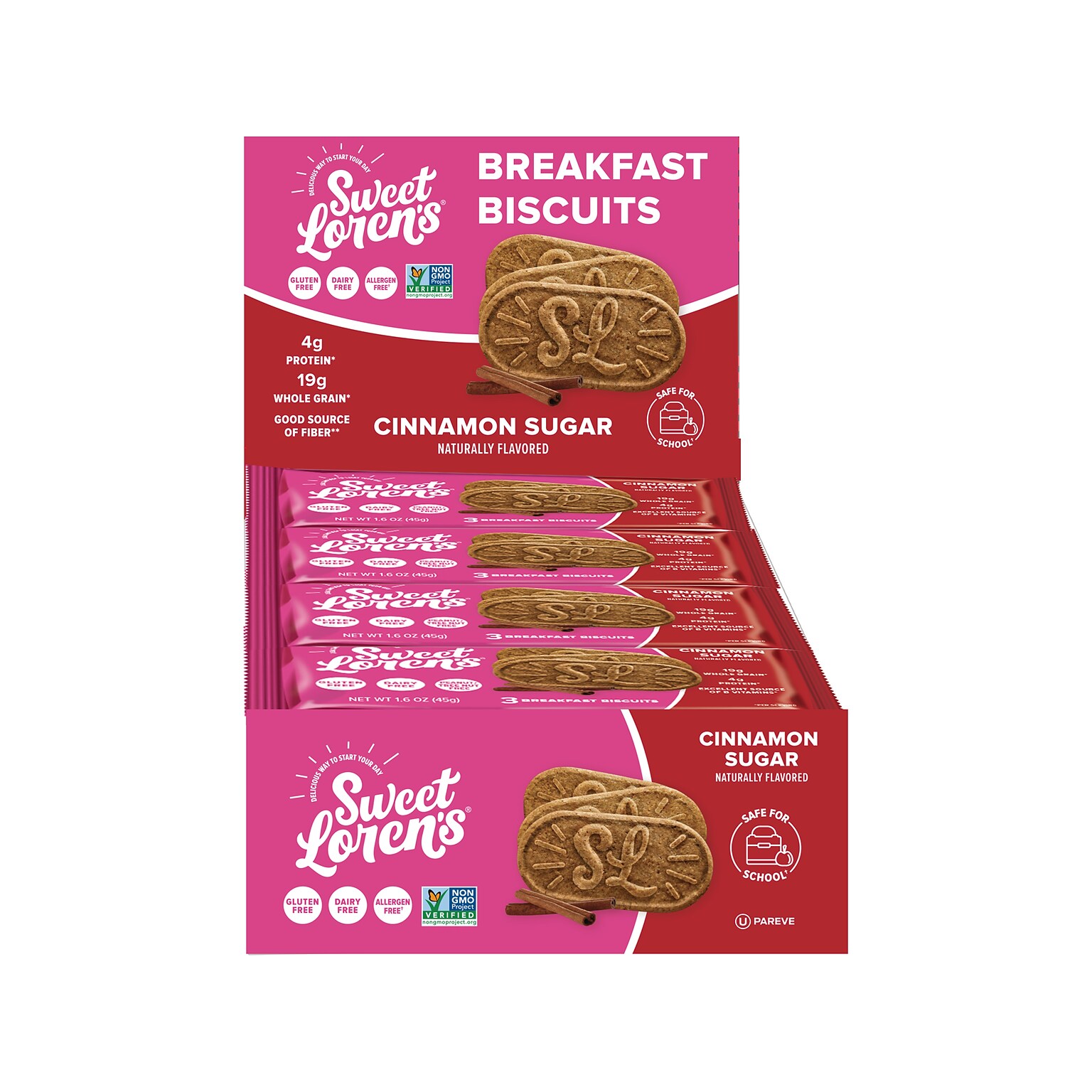 Sweet Lorens Gluten Free Cinnamon Sugar Breakfast Biscuits, 1.6 oz., 8 Packs/Box (27226)