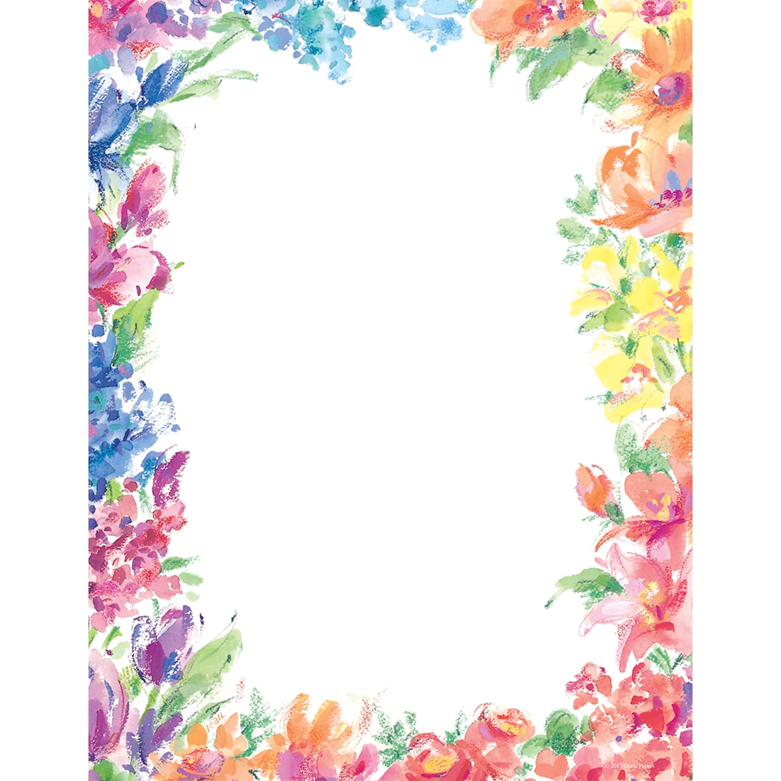 Great Papers Bright Floral Letterhead, Multicolored, 80/Pack (2014333)
