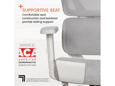 Sharper Image S-850 Heated Ergonomic Mesh Swivel Executive Massage Chair, Light Gray/White (60106-LGRYWHT)