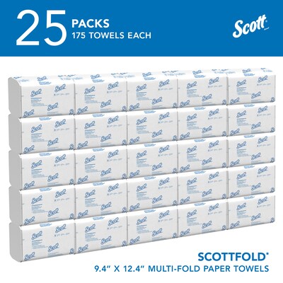 Scott Pro Recycled Multifold Paper Towels, 1-ply, 175 Sheets/Pack (01980)