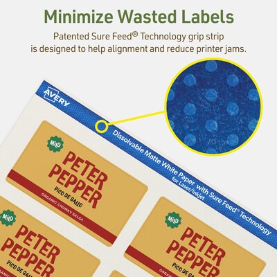 Avery Dissolvable Rectangle Multipurpose Labels, 2" x 3.5", Off-white, 40/Pack (94238)