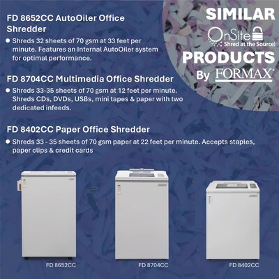 Formax OnSite FD 8502AF 24-Sheet AutoFeed Cross-Cut Commercial Shredder (FD8502AF)