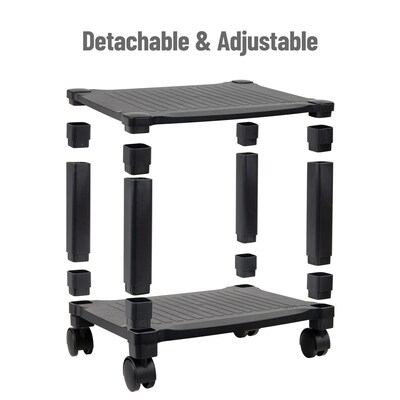 Mind Reader 2-Shelf Mobile Printer Utility Cart with Wheels, Black (PRCARTSM-BLK)