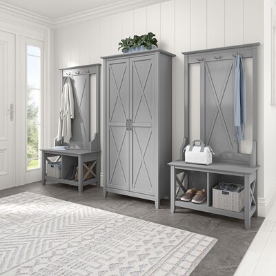 Bush Furniture Key West Tall Bathroom Storage Cabinet in Driftwood Gray