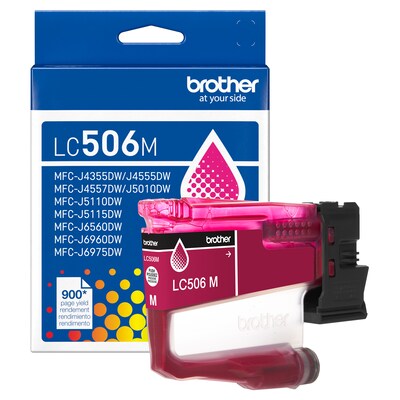 Brother LC506 Magenta Standard Yield Ink Cartridge, Prints Up to 900 Pages (LC506MS)
