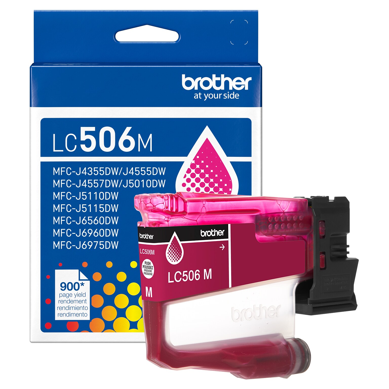 Brother LC506 Magenta Standard Yield Ink Cartridge, Prints Up to 900 Pages (LC506MS)