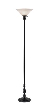 Adesso Claret Torchiere 72H Black Floor Lamp with White Alabaster Glass Shade (3285-01)