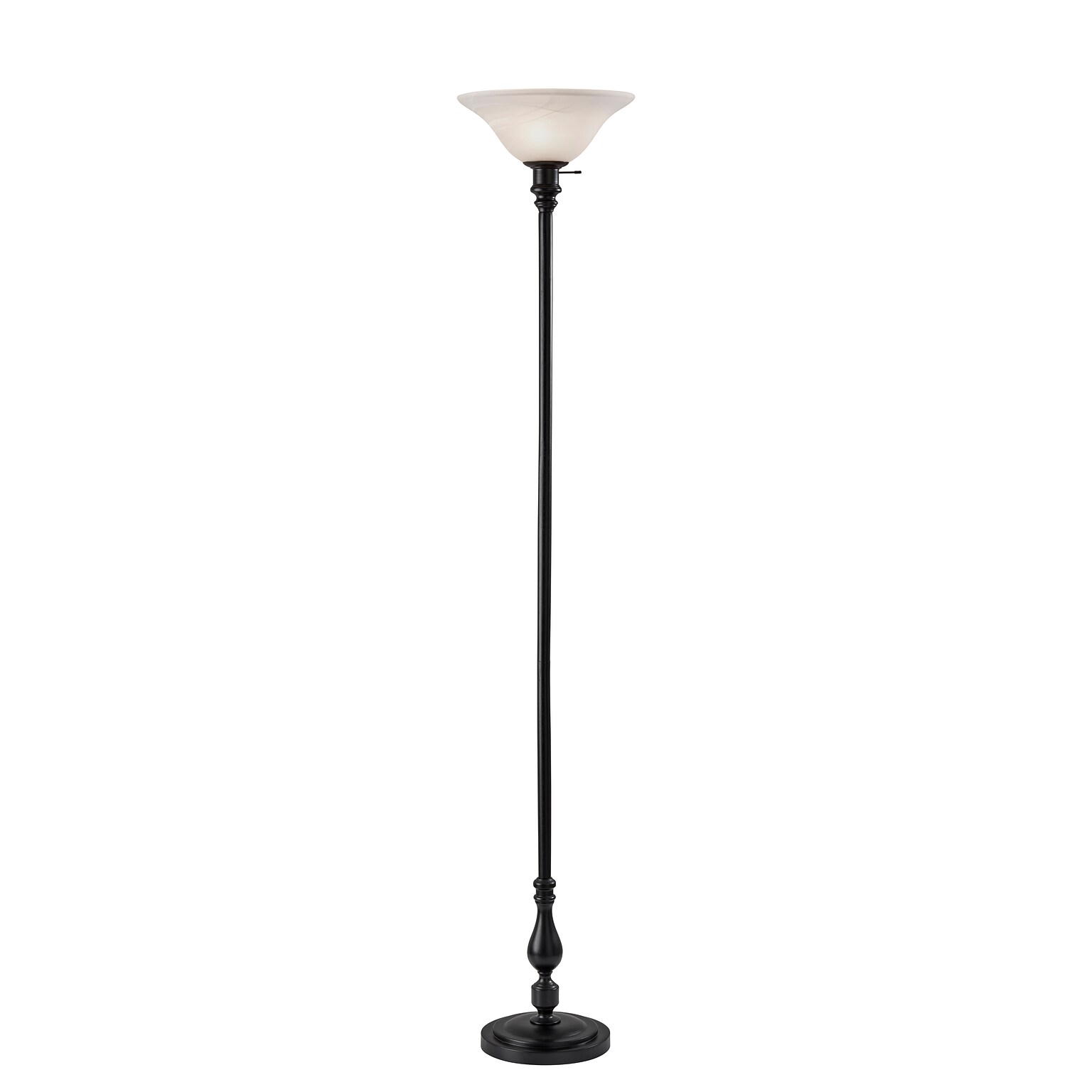Adesso Claret Torchiere 72H Black Floor Lamp with White Alabaster Glass Shade (3285-01)