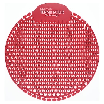 Fresh Products Slant7 Anti-Splash Urinal Screen, Forest Scent, Red, 5/Box (S7-F-005I030M-82-AAA10-00