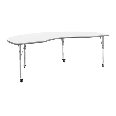 Flash Furniture Wren Kidney Activity Table, 96 x 48, Height Adjustable, White Top/Silver Frame (XUA4896KDWHTAC)