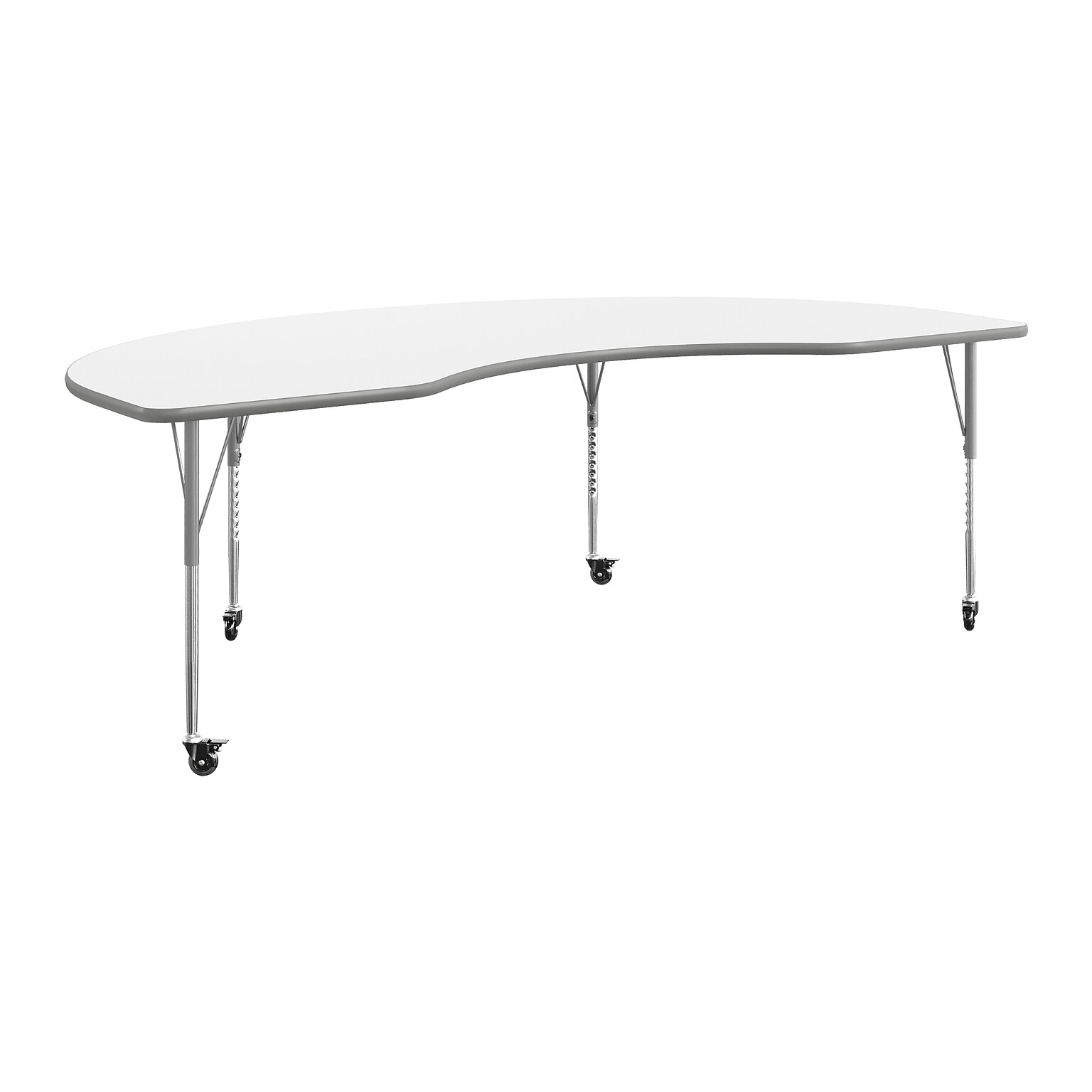 Flash Furniture Wren Kidney Activity Table, 96 x 48, Height Adjustable, White Top/Silver Frame (XUA4896KDWHTAC)