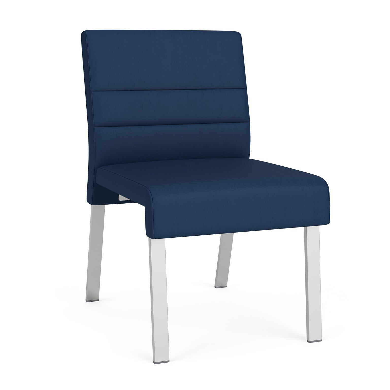 Lesro Waterfall Vinyl Guest Chair, Armless, Patriot Plus Imperial Blue/Silver (WF1102.SSV-01PPIB)