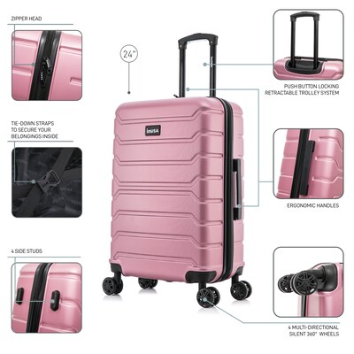 InUSA Trend 24" Hardside Suitcase, 4-Wheeled Spinner, TSA Checkpoint Friendly, Rose Gold (IUTRE00M-ROS)