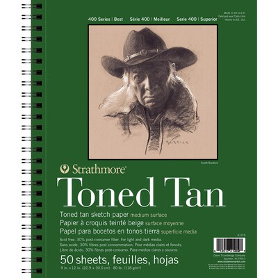 Strathmore 400 Series 9 x 12 Wire Bound Sketch Pad, 50 Sheets/Pad, 3/Bundle (STTP412903-3)