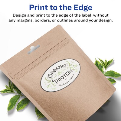 Avery Print-to-the-Edge Laser/Inkjet Oval Labels, 2" x 3-1/3", Textured White, 80 Labels/Pack (22829)