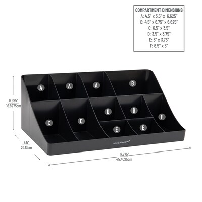 Mind Reader 11 Compartment Plastic Condiments Countertop Organizer, Black (COMORG-BLK)