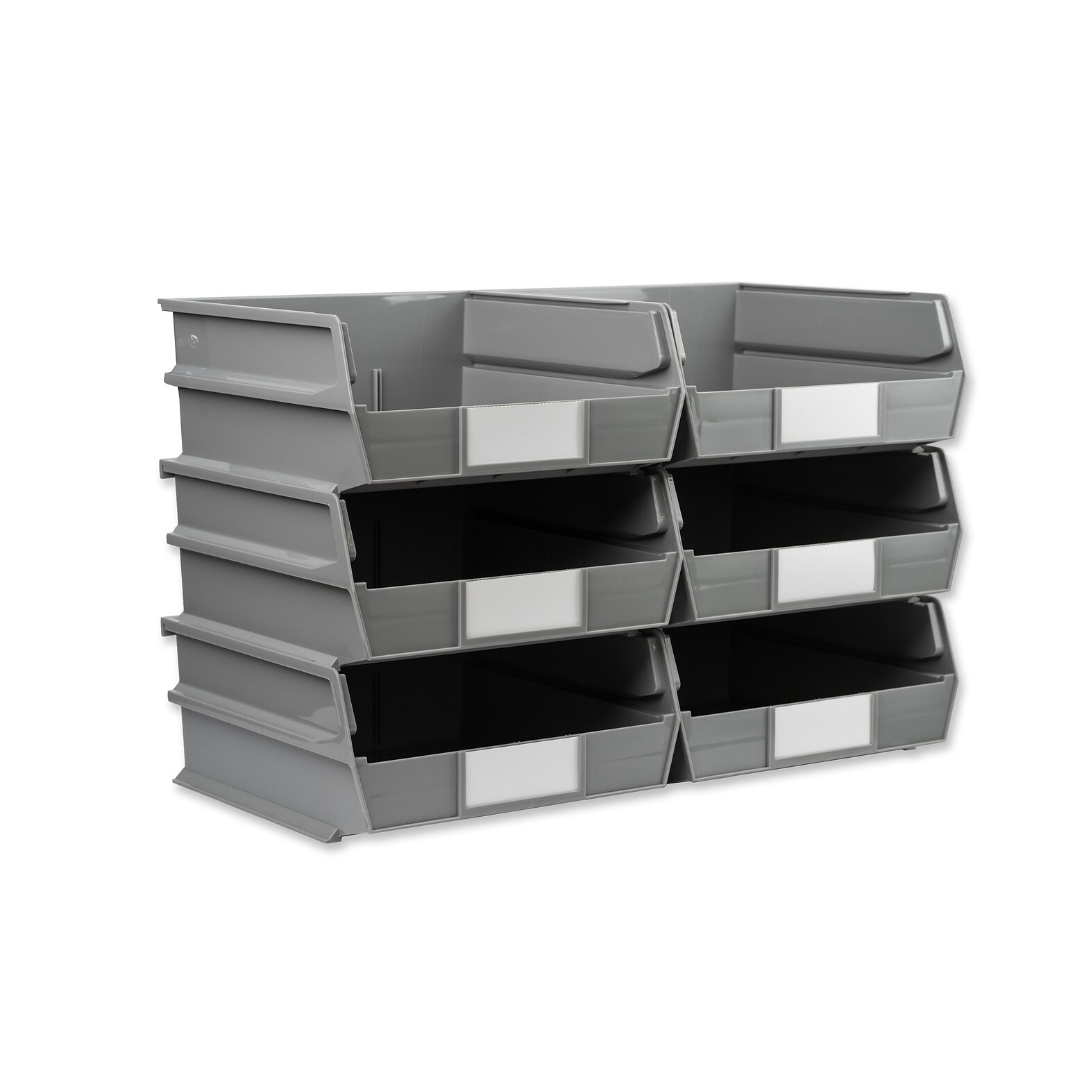 Triton Products LocBin Large Stackable Plastic Storage Bin, 5 x 11x 10.875, 10.36 Qt., Gray, 6/Pack (3-235GR)
