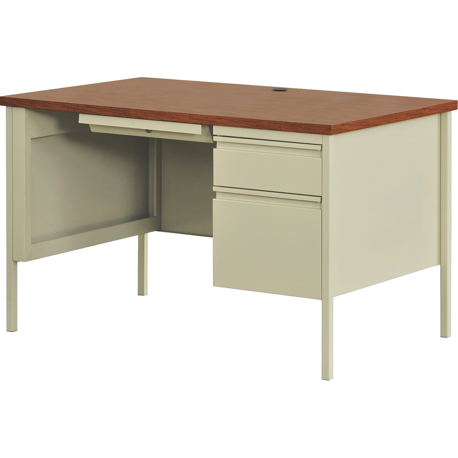 Hirsh 48W Single-Pedestal Desk, Putty/Oak (20091)