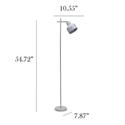 Simple Designs Sleek Essentials 54.72" Metal Floor Lamp with Round Shade, Gray (LF1051-GRY)