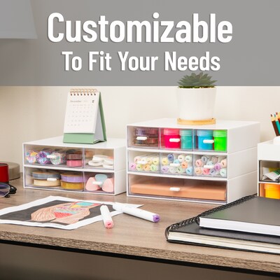 Mind Reader 11-Compartment Plastic Desk Organizer, White (ORG-WHT)