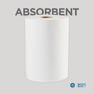 Pacific Blue Basic Recycled Hardwound Paper Towels, 1-ply, 350 ft./Roll, 12 Rolls/Carton (28706)