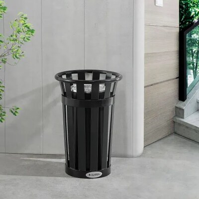 Global Industrial Slatted Steel Outdoor Ashtray, 13 Gallon, Black (615155)