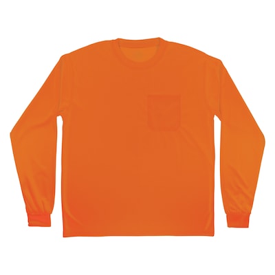 GloWear 8093 High Visibility Long Sleeve T-Shirt, Orange, Medium (21823)