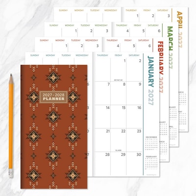 2027 TF Publishing Rusted 3.5" x 6.5"  Monthly Standard Planner, Paperboard Cover, Multicolored (27-7014)
