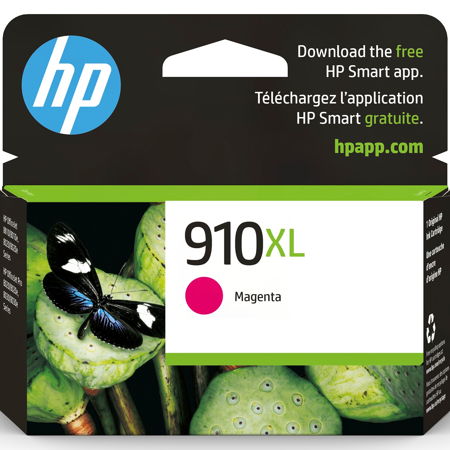HP 910XL Magenta High Yield Ink Cartridge, Prints Up to 825 Pages (3YL63AN#140)