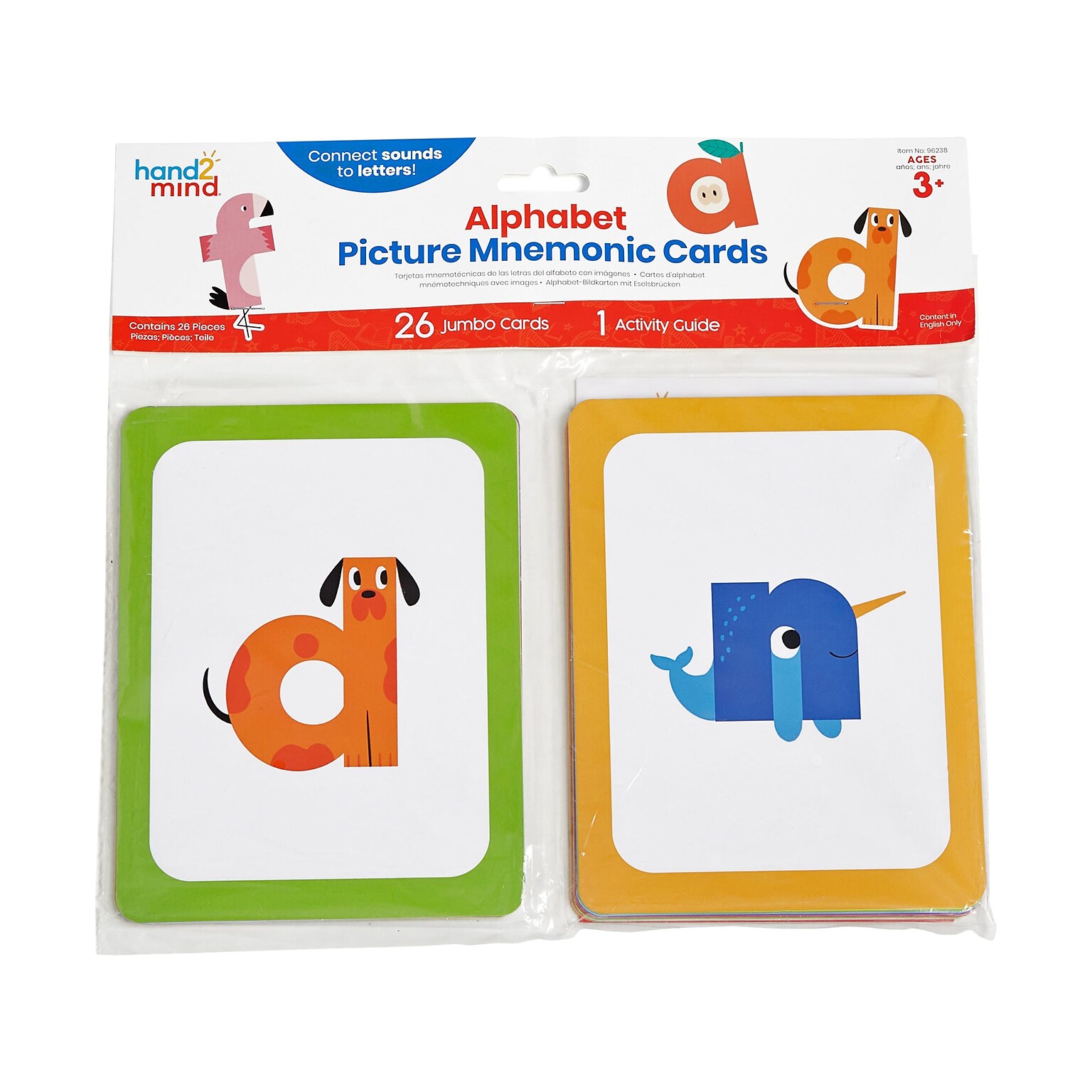 hand2mind Mnemonic Picture Alphabet Jumbo Flash Cards, 26/Set (96238)